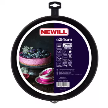 NEWILL Molde desmontable para tartas Ø24x7,6 cm negro recubrimiento antiadherente acero al carbono