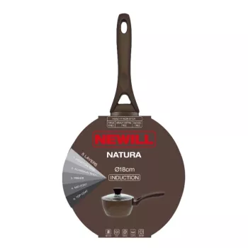 NEWILL Natura olla para salsas con tapa de cristal 18 cm inducción marrón