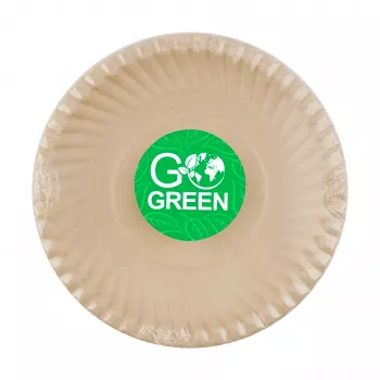 GOGREEN Platos compostables de caña de azúcar con diseño Go Green Ø23cm 10 unidades