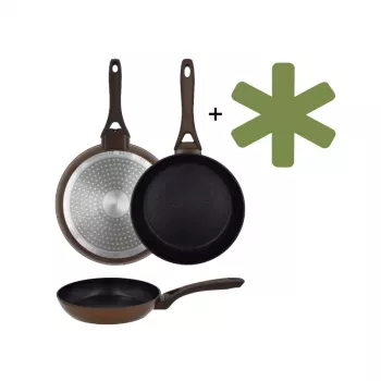 NEWILL Sartén de inducción Natura 24 cm con borde protector, marrón