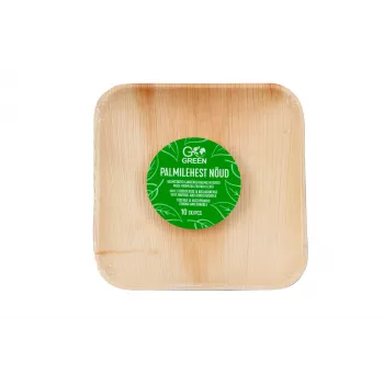 GoGreen Platos de hoja de areca 15x15 cm cuadrados pack de 10 natural desechable