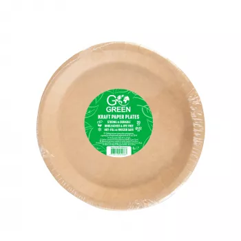 GOGREEN Platos de papel kraft Go Green Ø22cm 20 unidades