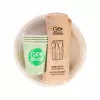 GOGREEN Vajilla de picnic compostable para 4 personas, 24 piezas, de origen vegetal, blanco natural