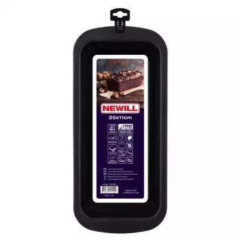 NEWILL Molde rectangular de horno 25x11x6,4 cm negro antiadherente de acero al carbono