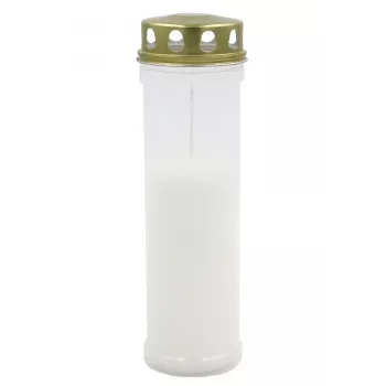 CANDELA Vela de sepulcro con tapa, duración aprox. 98 h, blanca
