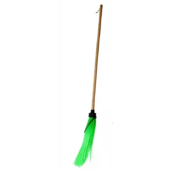 HORTUS Escoba redonda verde con mango de madera