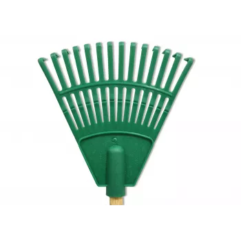 HORTUS Rastrillo de mano pequeño con mango verde 20 cm 14 dientes