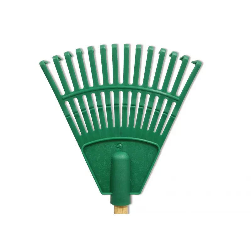 HORTUS Rastrillo de mano pequeño con mango verde 20 cm 14 dientes