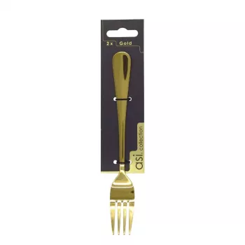 ASI Collection Tenedores de oro, acero inoxidable, 20 cm, 2 uds.