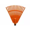 HORTUS Rastrillo de mano pequeño con mango, naranja, cabeza de 20 cm, 14 dientes