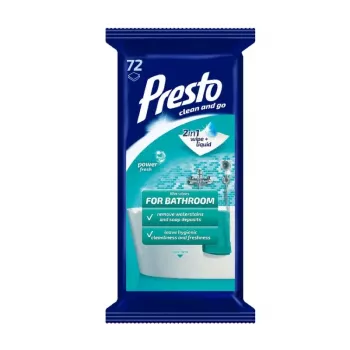 PRESTO Toallitas húmedas para el baño 72 uds. | Toallitas de limpieza antibacterianas
