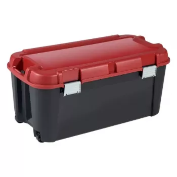 KETER Caja DIY con tapa Totem 80L 79,5x39,5x37,1 cm negro/rojo