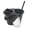Set de limpieza de suelos YORK 10L con prensa de palanca y mopa plana de microfibra, gris/rojo