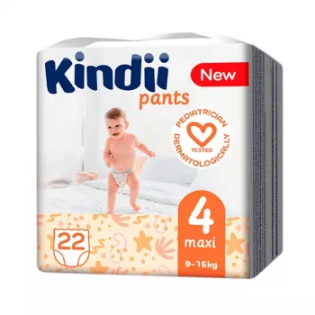 Pañales desechables Kindii Maxi talla 4 (9-15 kg) 22 uds.