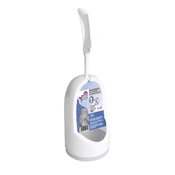 Set de cepillo de inodoro y soporte YORK BACTERIA STOP con cabezal de silicona y base de cerámica