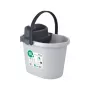 Cubo ovalado ECO EGO con escurridor de botón plano, 10 L, gris/verde, polipropileno