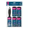 YORK Rodillo quitapelusas con 4 rollos de repuesto – set quitapelusas, 5 rollos en total, 53 hojas por rollo, 10 cm de ancho