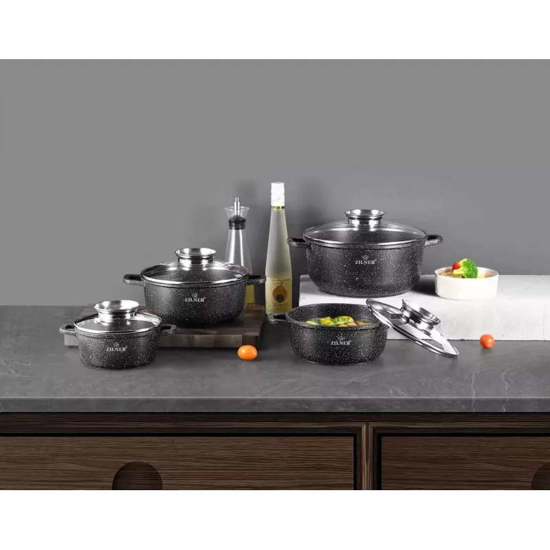 Zilner ZL-8635 Marble Set de menaje de cocina de 17 piezas, Negro