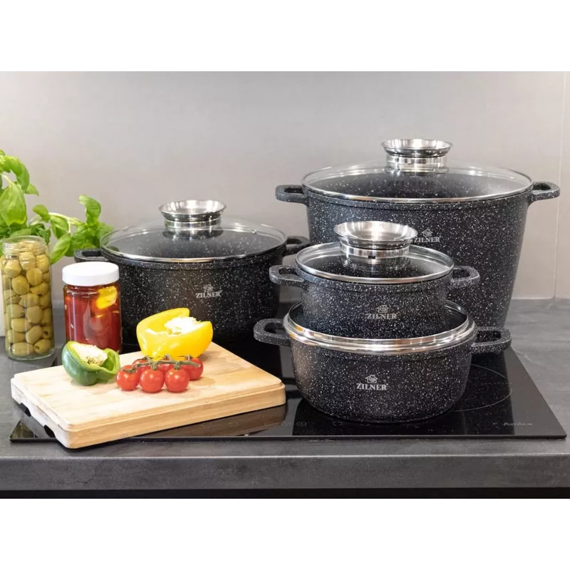 Zilner Marble Set de menaje de cocina de 17 piezas Negro ZL-8636