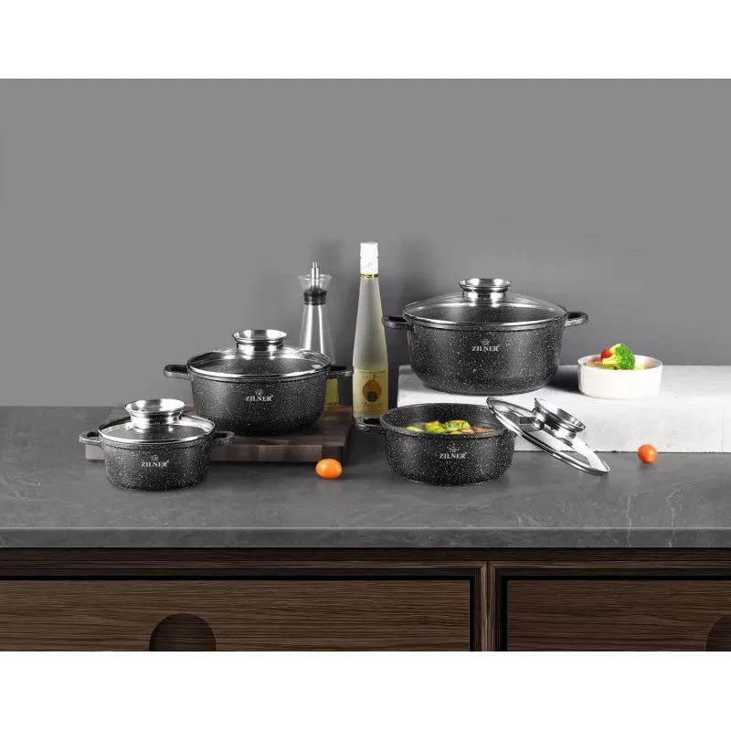 Zilner Marble Set de menaje de cocina de 17 piezas Negro ZL-8636