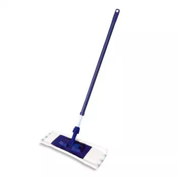 YORK Smart Flat Mop Brush 45x15 cm con mango telescópico 74-130 cm, microfibra, Gris/Azul