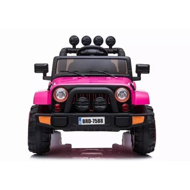 LEAN CARS BRD-7588 rosa jeep eléctrico ride-on 12V para niños con luces LED, MP3, mando a distancia, 4x4