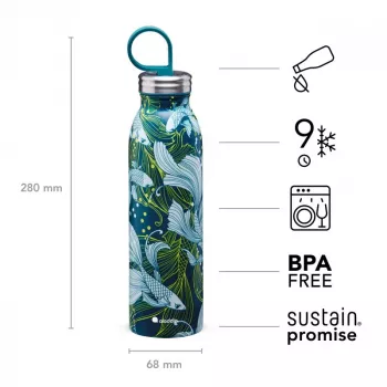 Aladdin X Naito Chilled Thermavac botella térmica de acero inoxidable 0,55L Goldfish Green