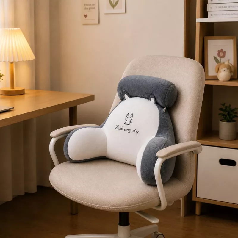 LEAN TOYS respaldo de silla soporte lumbar para silla cama blanco gris 60 x 40 cm