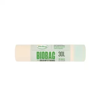 BioBag bolsas de basura compostables con asa 30L, 10 unidades por rollo, 50x60 cm, verde