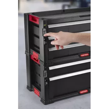 KETER DIY Caja de herramientas con 2 cajones, 56,2 x 28,9 x 26,2 cm, negro/rojo