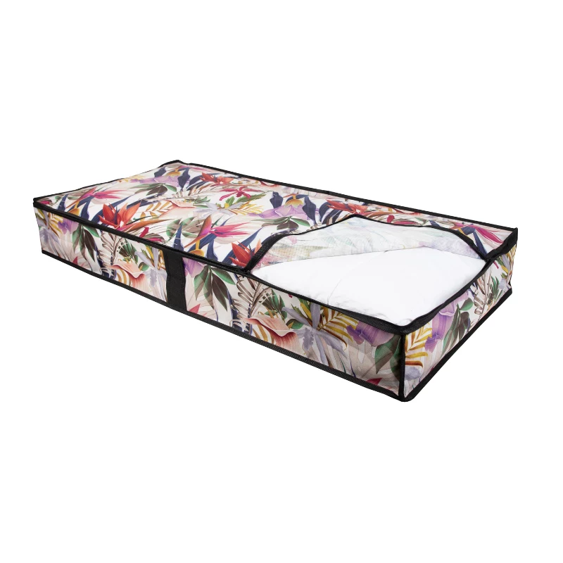 ORDINETT Caja de almacenamiento de ropa 107x50x15 cm Floral Beauty