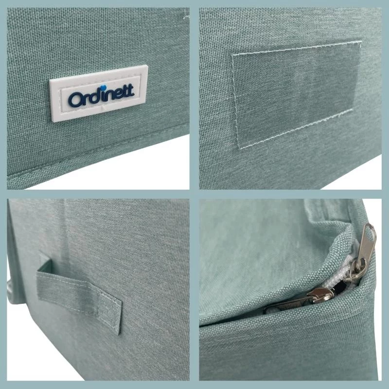 ORDINETT Caja de almacenamiento cuadrada con cremallera 30x30x21 cm menta