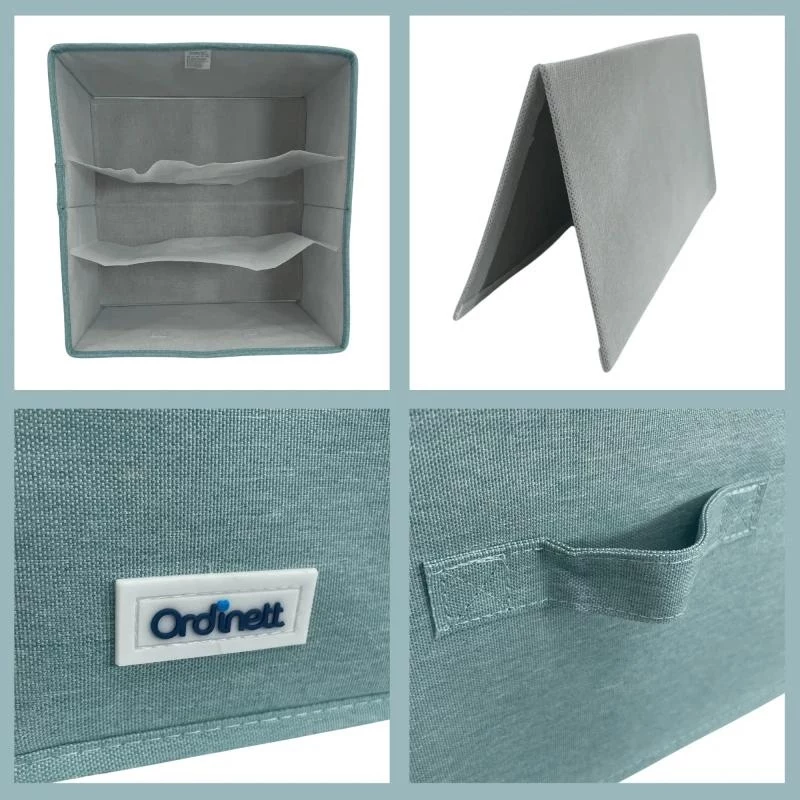 ORDINETT Caja Cube 29x29x18,5 cm caja de almacenamiento con tapa en verde menta