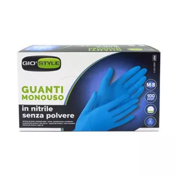 GIOSTYLE Guantes desechables de nitrilo, sin polvo, azul, talla M, 100 uds.