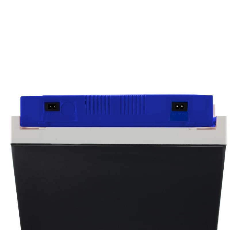 GIOSTYLE Brio 26 Nevera eléctrica 12/230V 26L gris oscuro con detalles rojo/azul