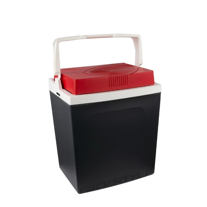 GIOSTYLE Brio 26 Nevera eléctrica 12/230V 26L gris oscuro con detalles rojo/azul