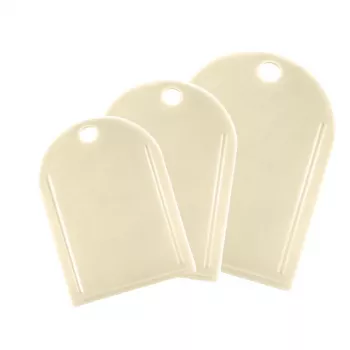 GIOSTYLE Set de tablas de cortar, 3 piezas, polipropileno, crema, rectangular, con ranura para jugos y orificio para colgar