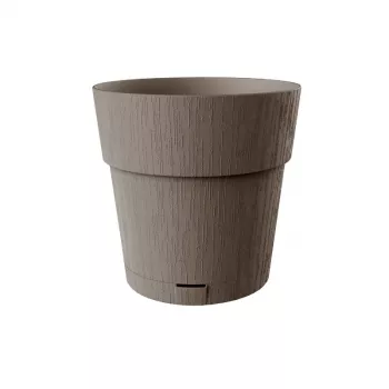 STEFANPLAST Ethica Maceta con plato, 25x25 cm, marrón, 8,5 L, plástico reciclado
