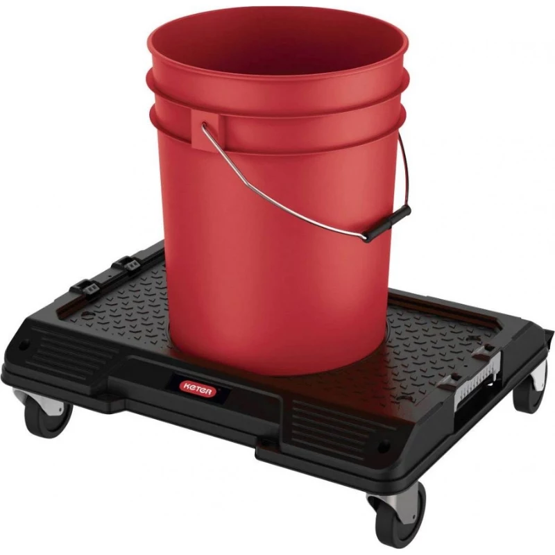 KETER DIY Connect Carro de transporte 55,7x43,7x16,4 cm, negro/rojo, IP54, 30 kg de carga