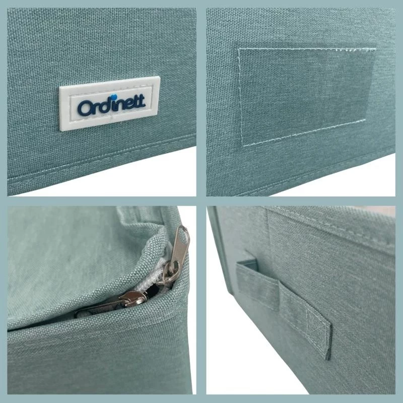 ORDINETT Caja de almacenaje rectangular con cremallera 42x32x14 cm menta