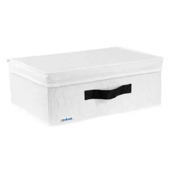 ORDINETT Cesta de almacenaje rectangular 36x26x14 cm algodón gris