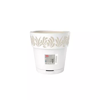 STEFANPLAST Maceta Gaia con plato Ø20x19cm Blanco