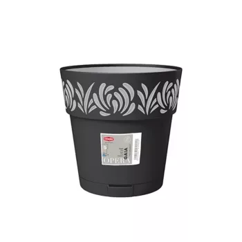 STEFANPLAST Maceta Gaia con plato Ø25x25cm Negro
