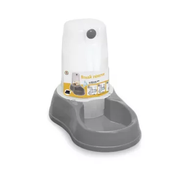 Stefanplast Break Reserve Bebedero para mascotas con dispensador 1,5 L, 28,5x18,5x22 cm, Gris