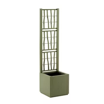 STEFANPLAST Jardinera cuadrada Ethica con enrejado trepador 36x36x140 cm Verde