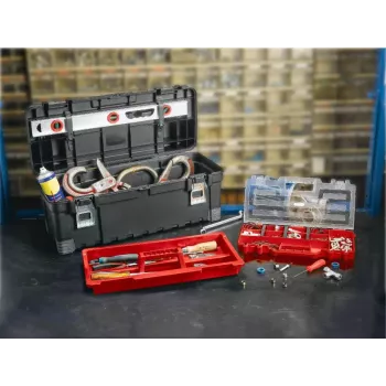 KETER DIY Hawk Maletín de herramientas 26 con organizador, 66 x 28,7 x 26,6 cm, Negro/Rojo