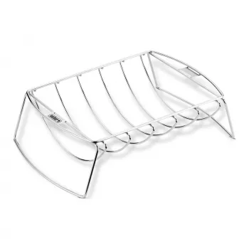 Weber Original Rib Rack para 5 rejillas de costillas, acero plateado, Plata, 434,3 x 266,7 x 111,8 mm, compatible con Q 200/2000 y parrillas de gas de mayor tamaño, Spirit, Genesis, Summit, Smokey Mountain Cooker 47cm+ 6469