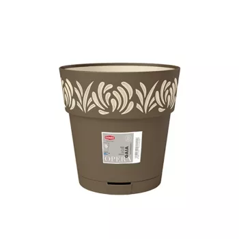 STEFANPLAST Gaia Maceta redonda con plato, Marrón, Ø25 x 25 cm