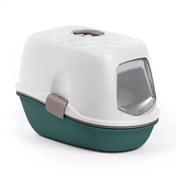 STEFANPLAST Furba Top Chic Arenero para gatos con capucha 58,5x39,4x42,7 cm Blanco/Verde