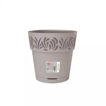 STEFANPLAST Gaia Maceta con plato Ø25x25 cm Gris claro